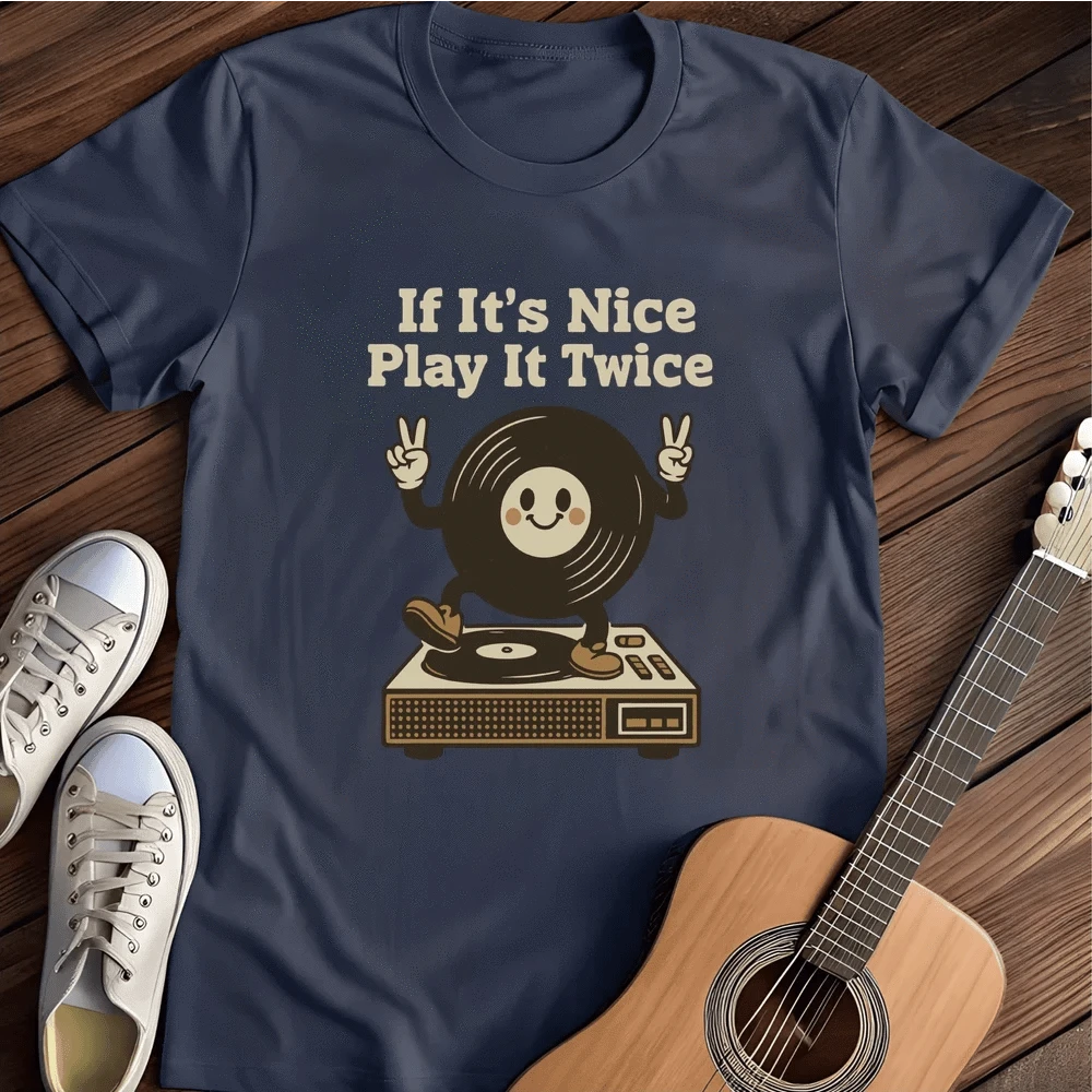 Printify T-Shirt Navy / S Playful Vinyl T Shirt
