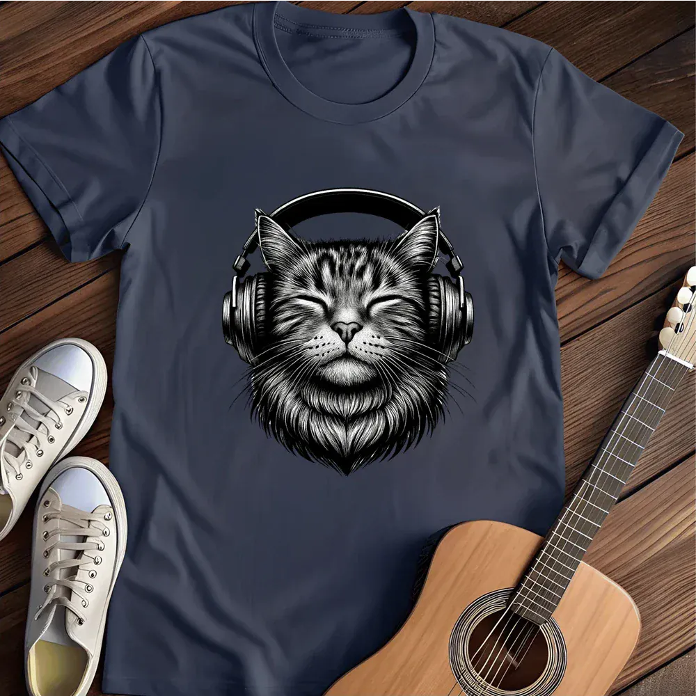 Printify T-Shirt Navy / S Retro Cat T Shirt