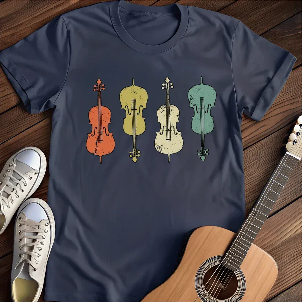 Printify T-Shirt Navy / S Retro Cellos T Shirt