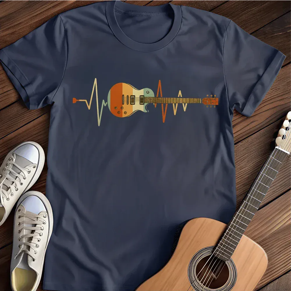 Printify T-Shirt Navy / S Retro Guitar T Shirt