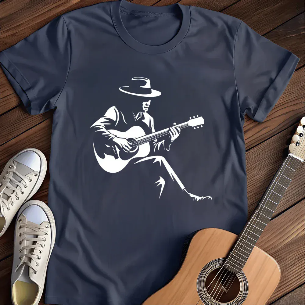 Printify T-Shirt Navy / S Retro Guitarist T Shirt