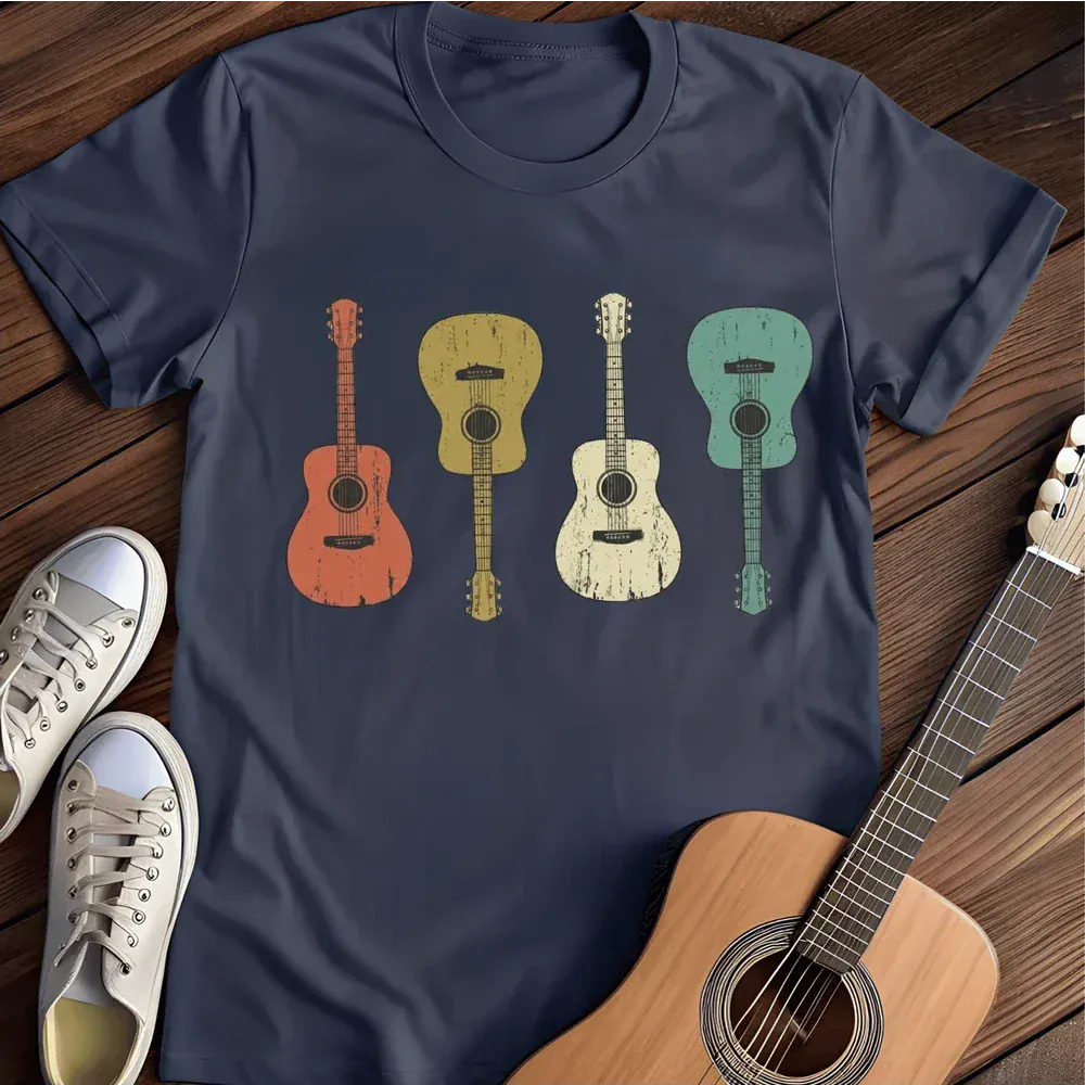 Printify T-Shirt Navy / S Retro Guitars T Shirt
