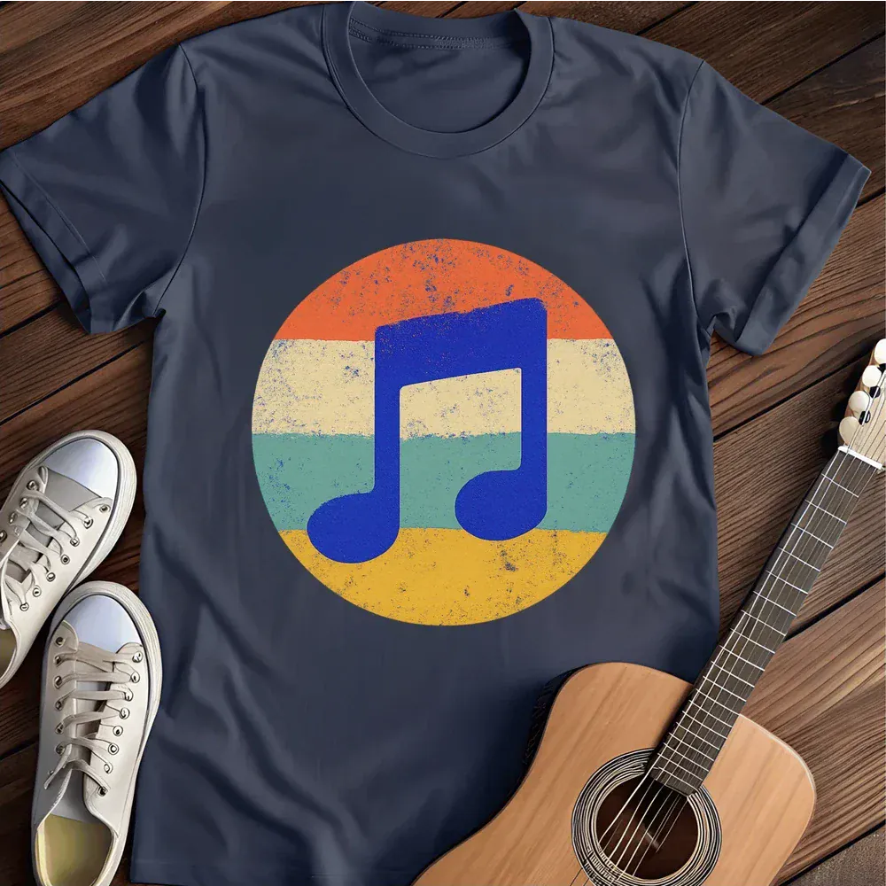 Printify T-Shirt Navy / S Retro Musical Notes Circle T Shirt
