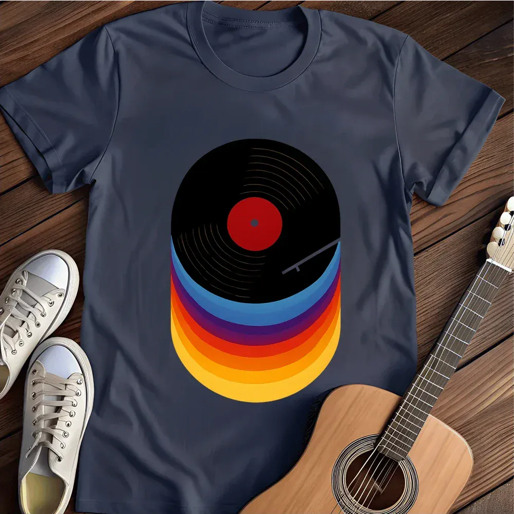 Printify T-Shirt Navy / S Retro Vinyl Rainbow Records T Shirt