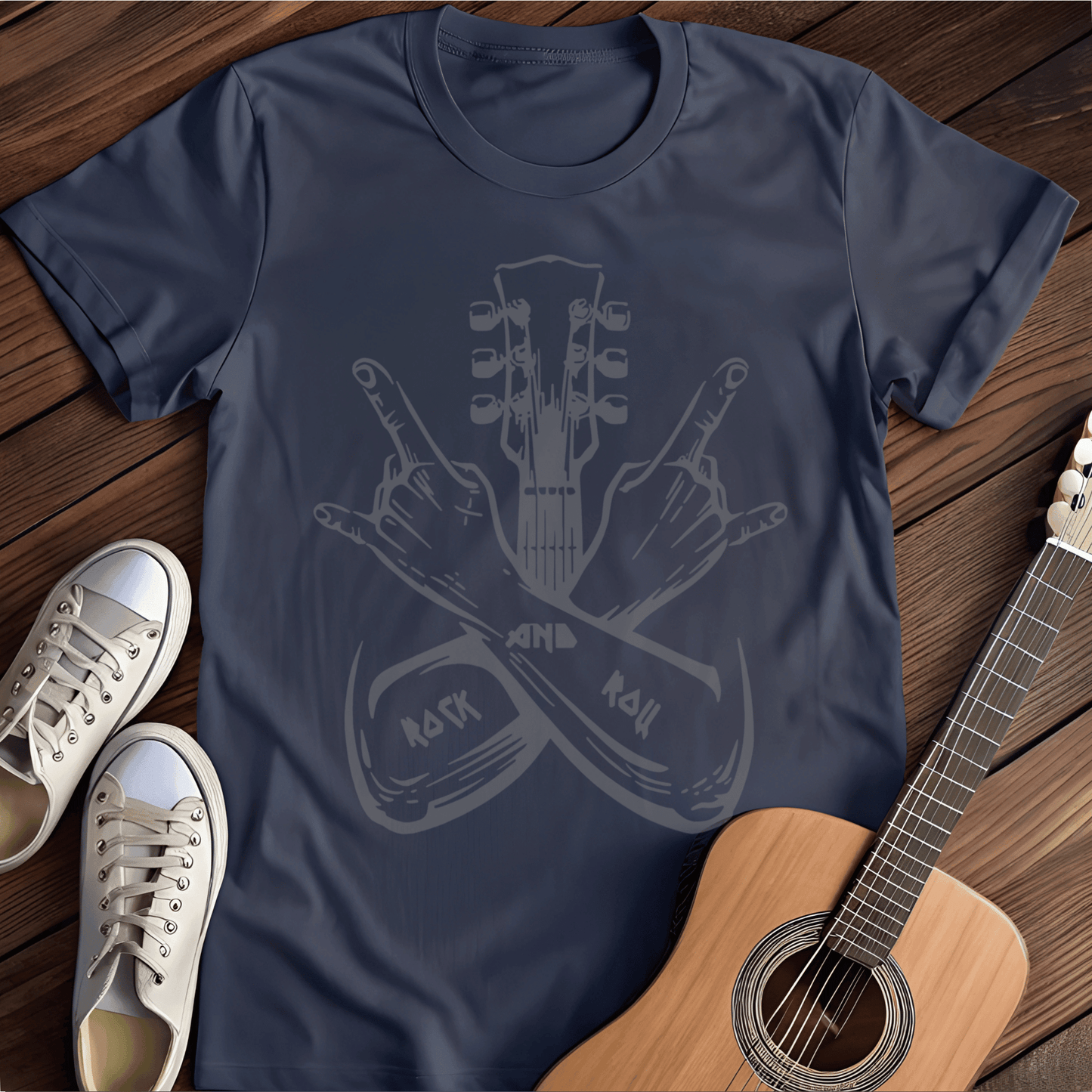 Printify T-Shirt Navy / S Rock and Roll Tee