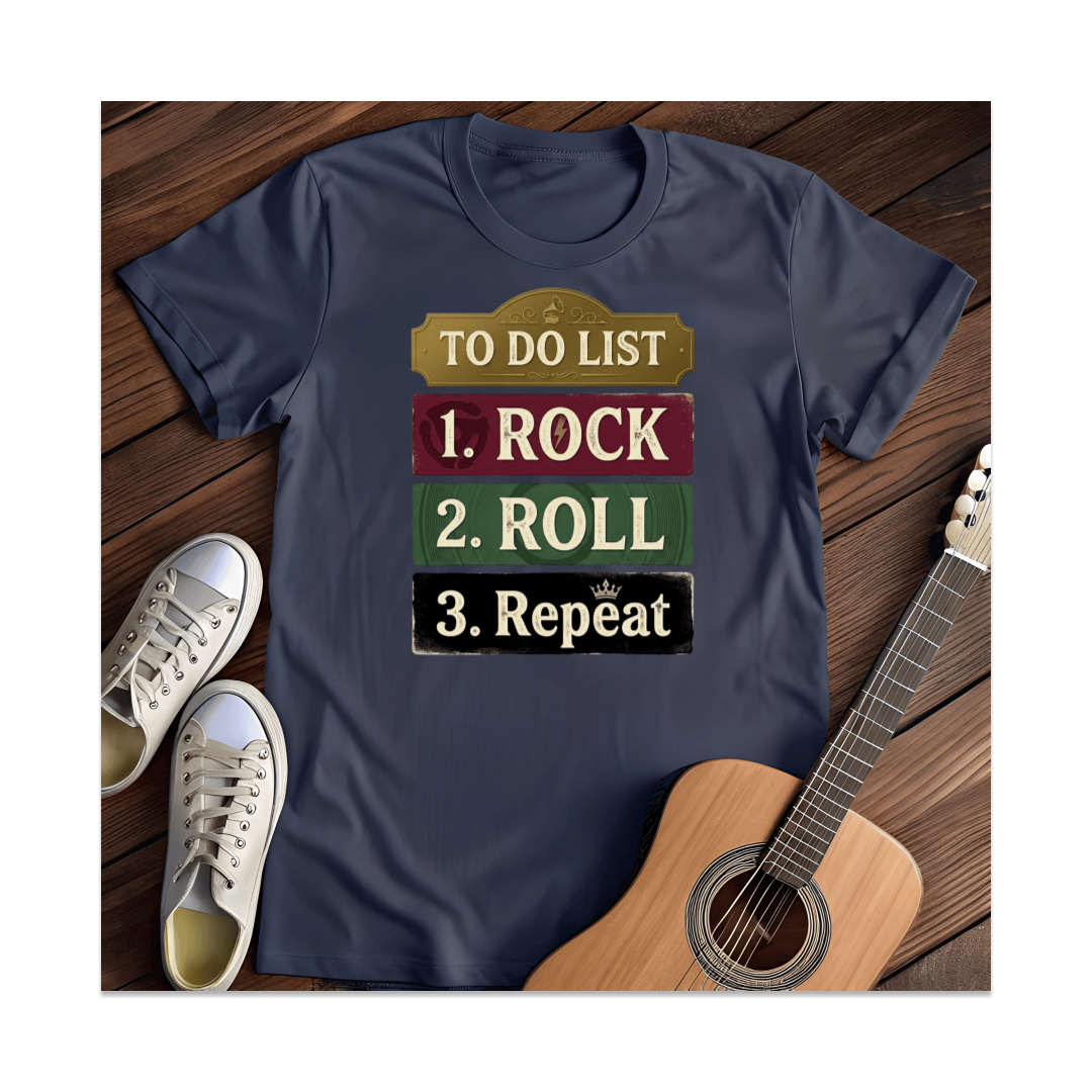 Printify T-Shirt Navy / S Rock and Roll To-Do List T-Shirt