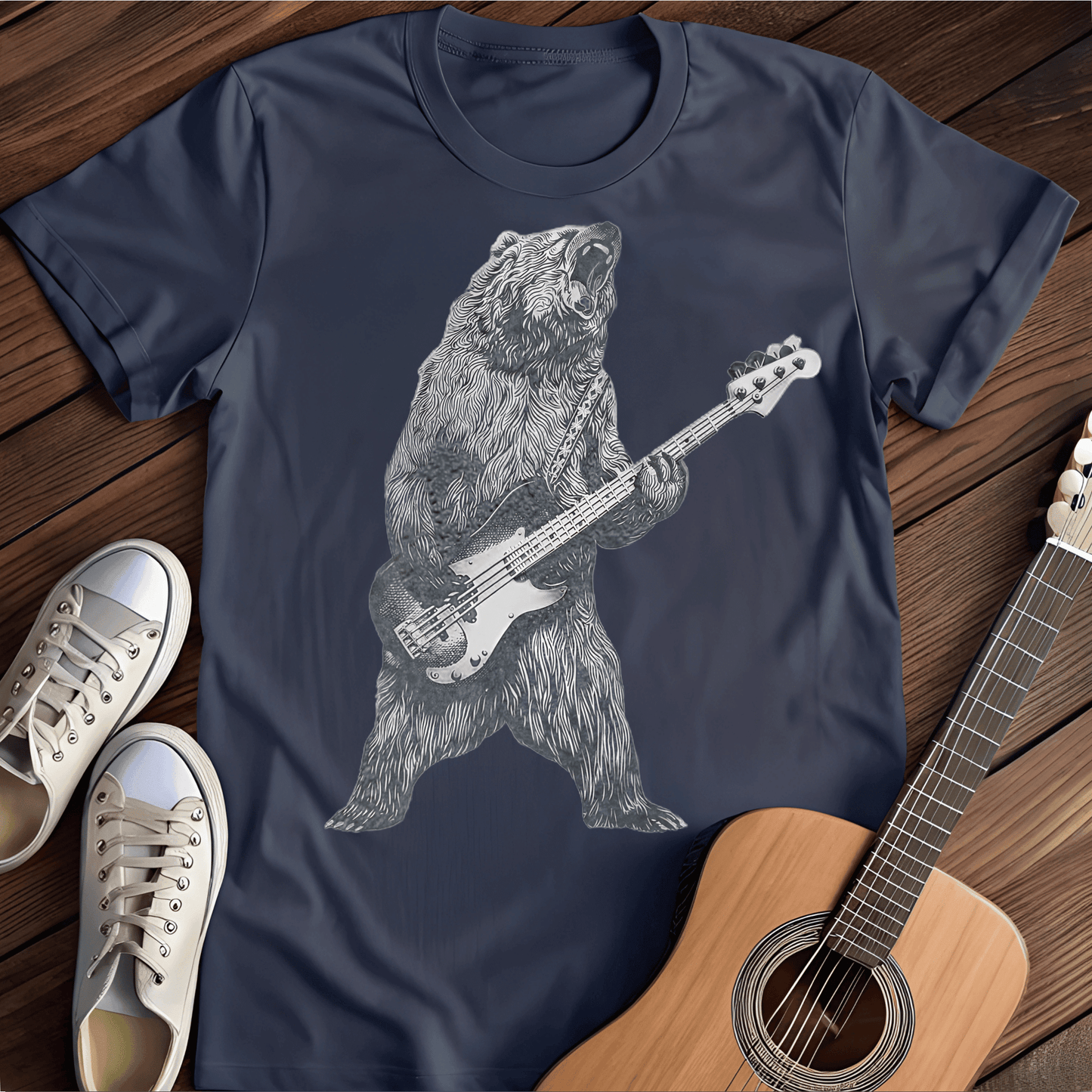 Printify T-Shirt Navy / S Rock Bear Tee