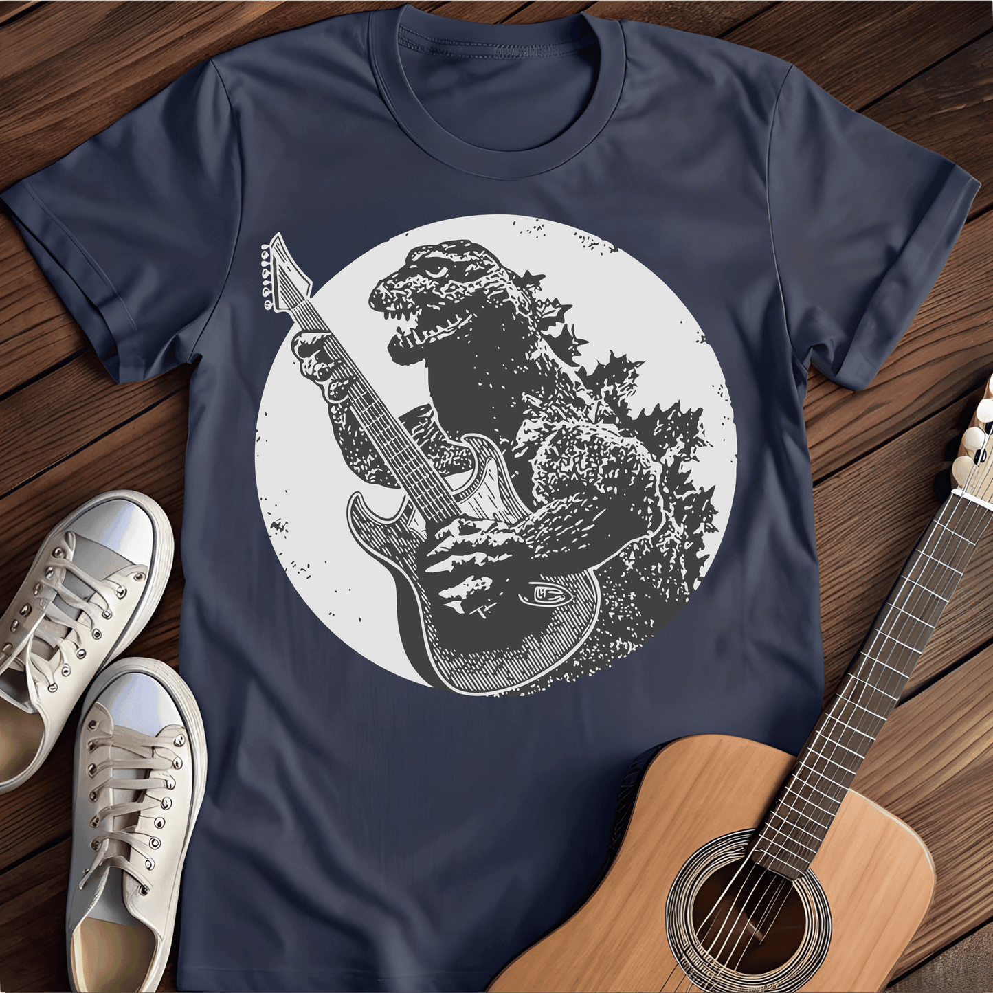 Printify T-Shirt Navy / S Rock Godzilla Tee