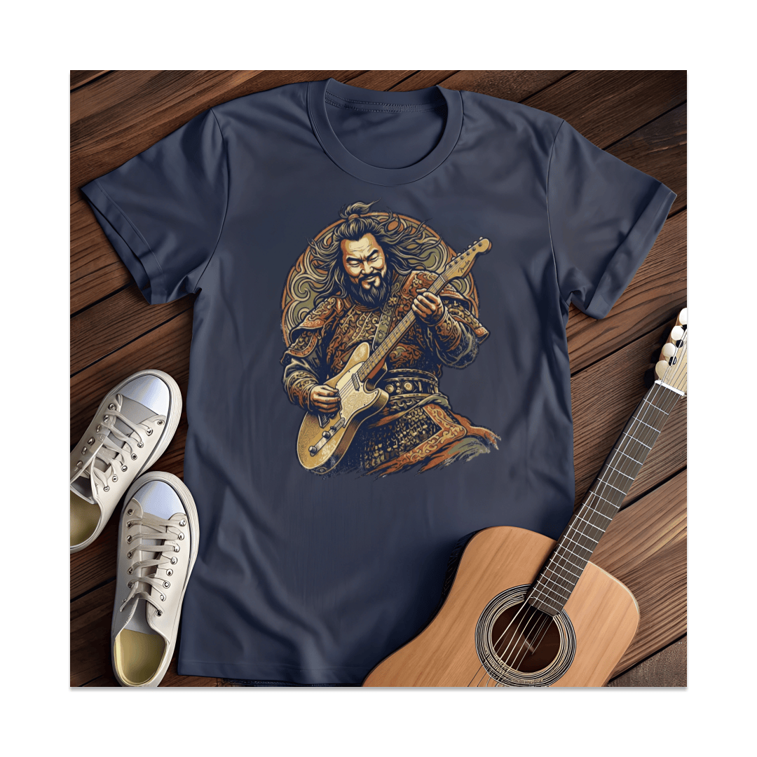 Printify T-Shirt Navy / S Samurai Electric Guitar Player T-Shirt