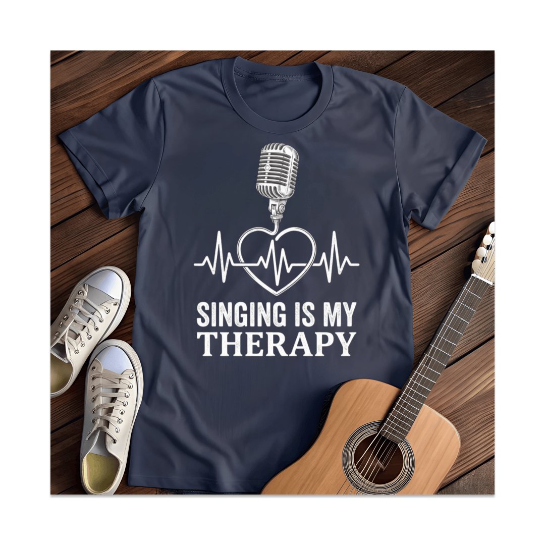 Printify T-Shirt Navy / S Singing Is My Therapy Heartbeat T-Shirt