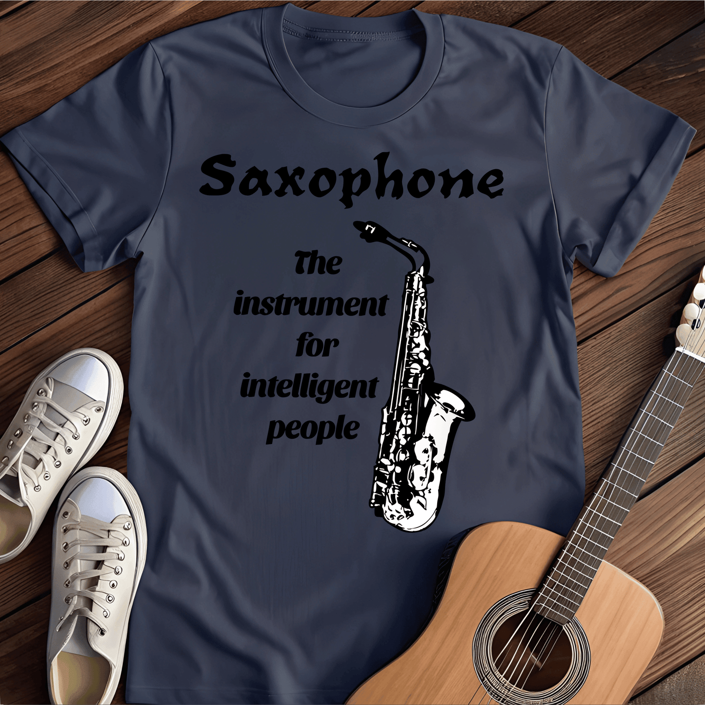 Printify T-Shirt Navy / S Smart Saxophone Tee