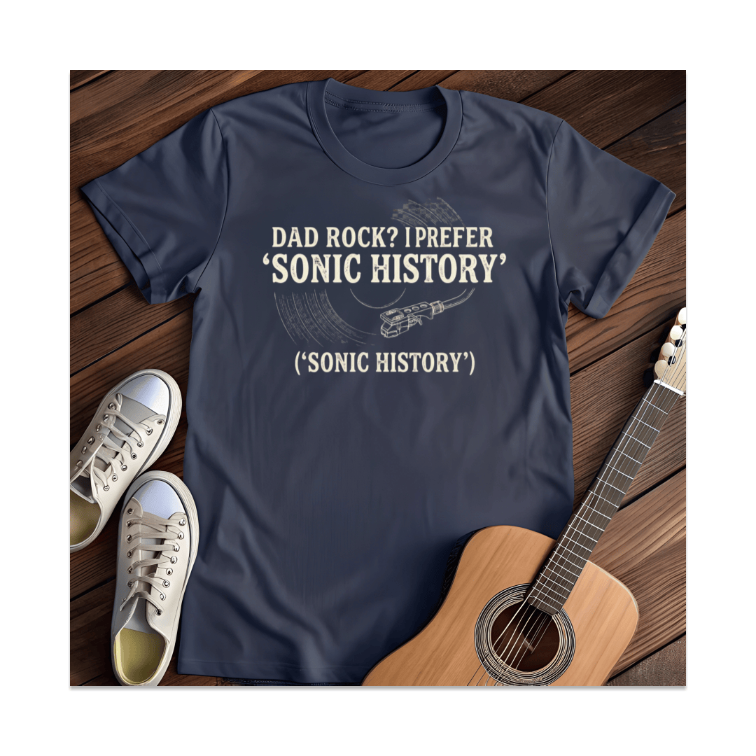 Printify T-Shirt Navy / S Sonic History Record Player T-Shirt