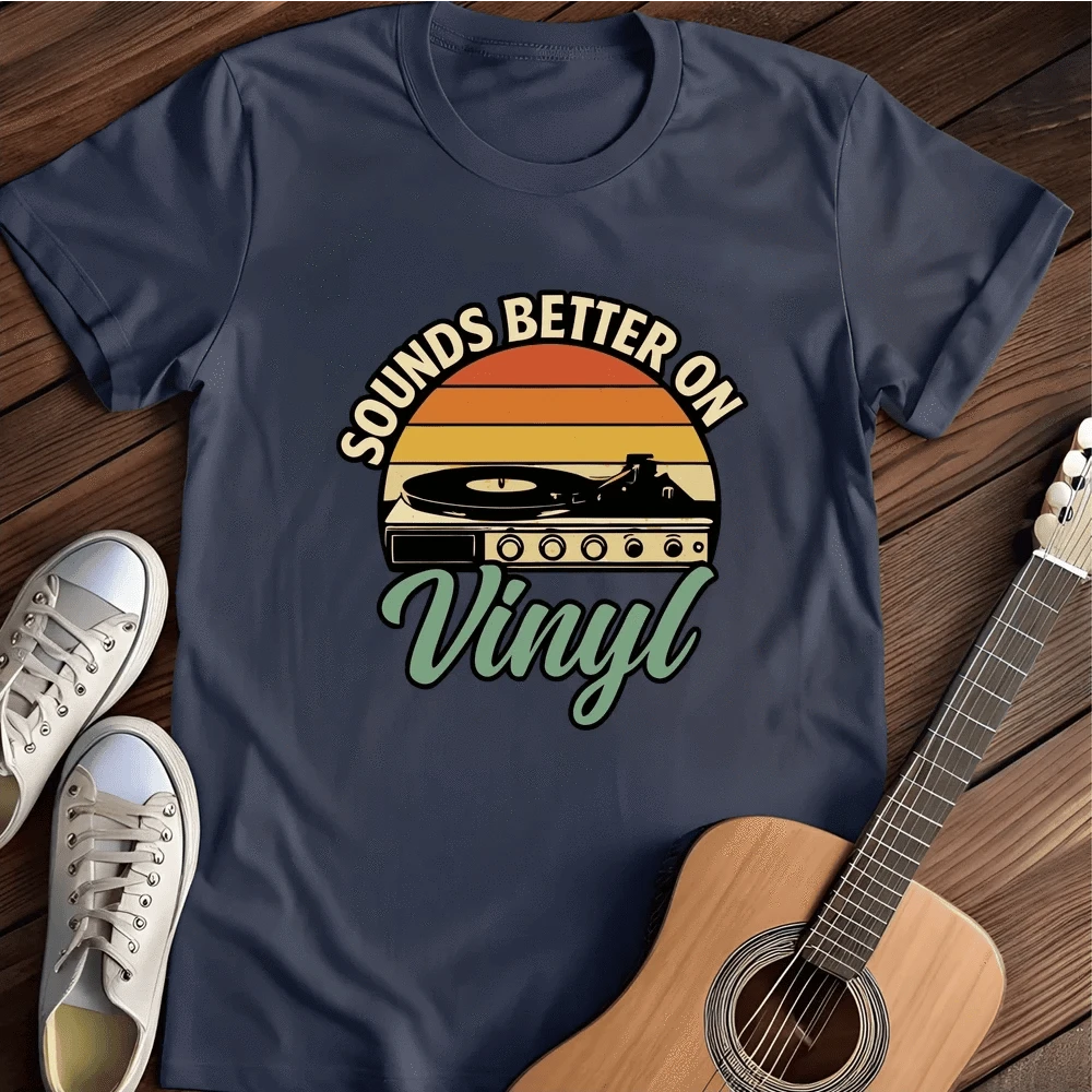 Printify T-Shirt Navy / S Sounds Better On Vinyl T Shirt