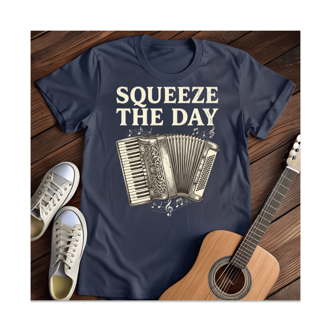 Printify T-Shirt Navy / S Squeeze The Day Accordion T-Shirt (1)
