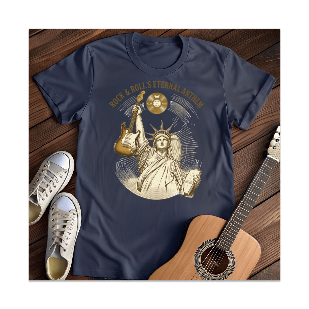 Printify T-Shirt Navy / S Statue of Liberty Guitar T-Shirt