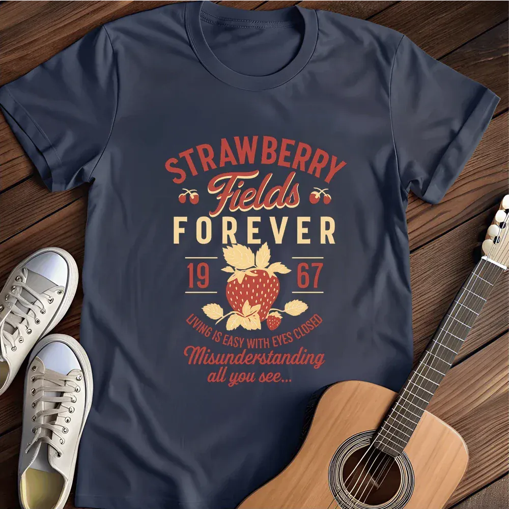 Printify T-Shirt Navy / S Strawberry Fields T Shirt