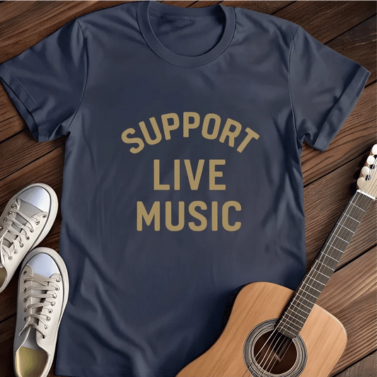 Printify T-Shirt Navy / S Support Live Music T Shirt