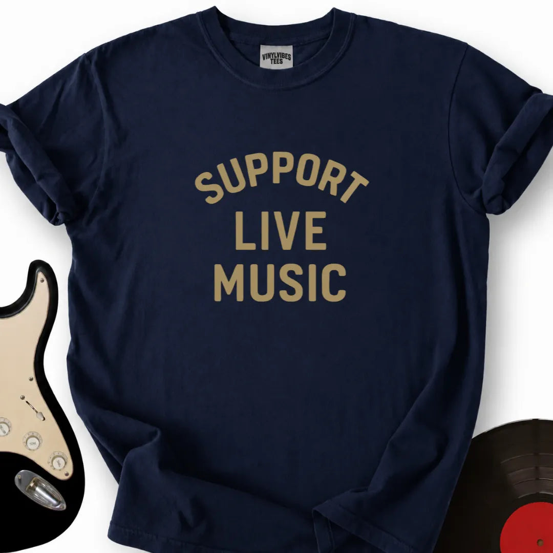 Printify T-Shirt Navy / S Support Live Music T-Shirt