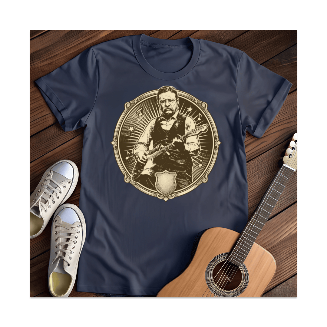 Printify T-Shirt Navy / S The Rough Rider Electric Guitar Music T-Shirt
