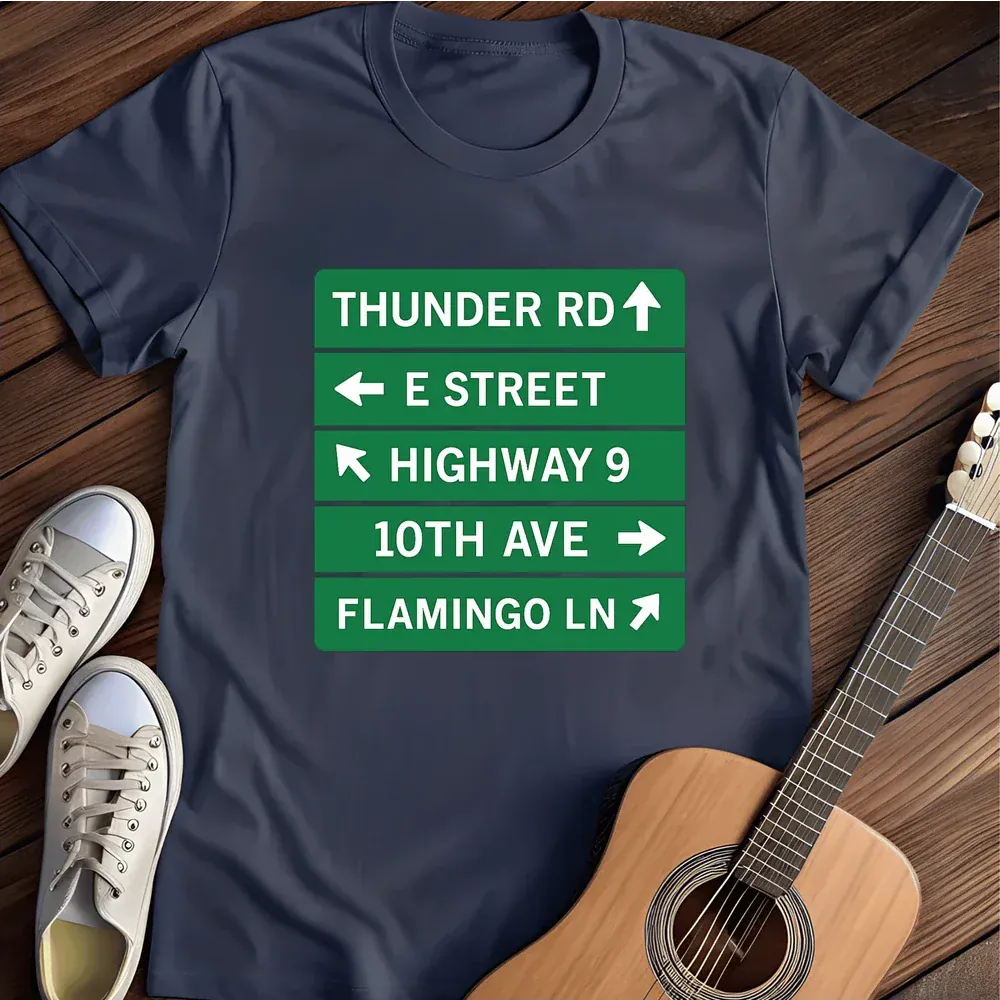 Printify T-Shirt Navy / S Thunder Rd E Street T Shirt
