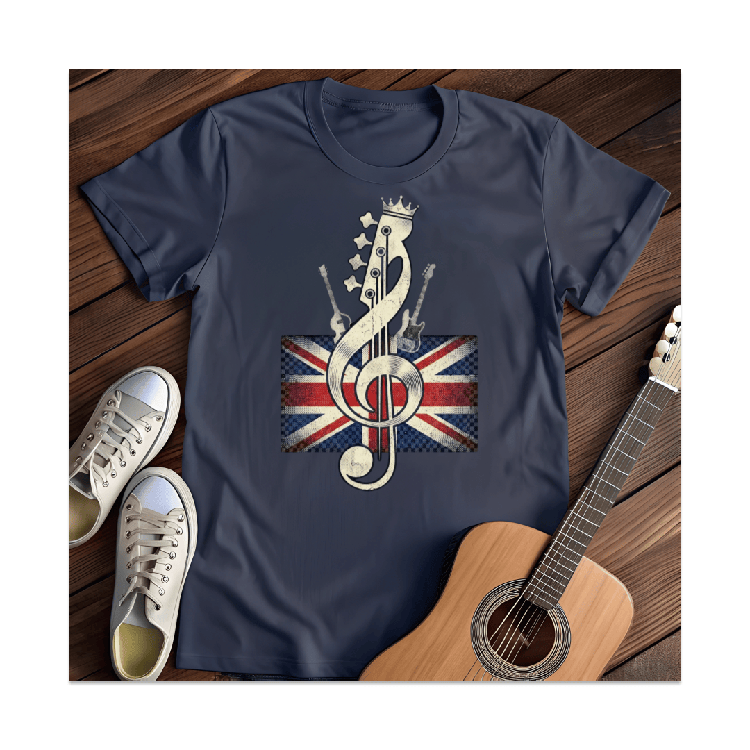Printify T-Shirt Navy / S Union Jack Guitar Treble Clef T-Shirt