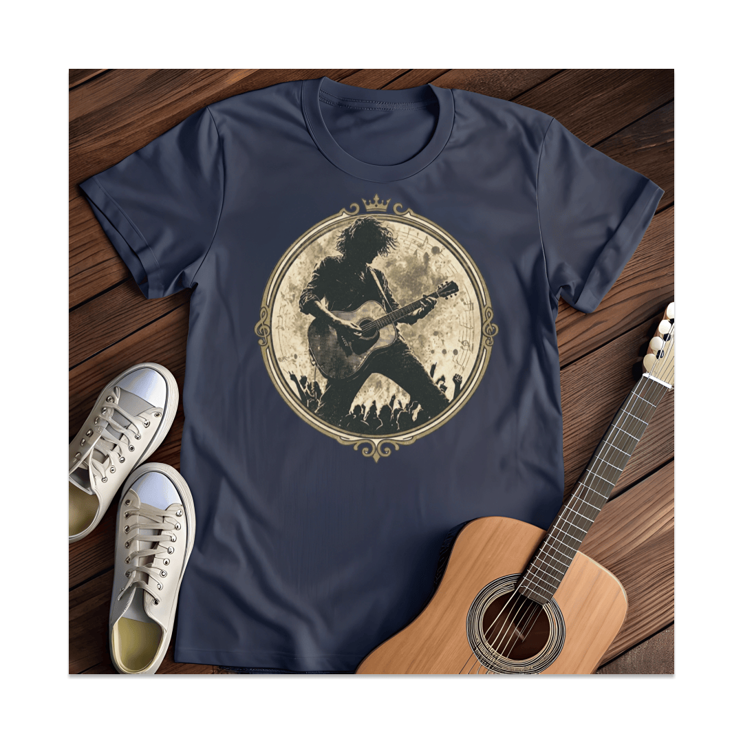 Printify T-Shirt Navy / S Vintage Guitarist Silhouette T-Shirt