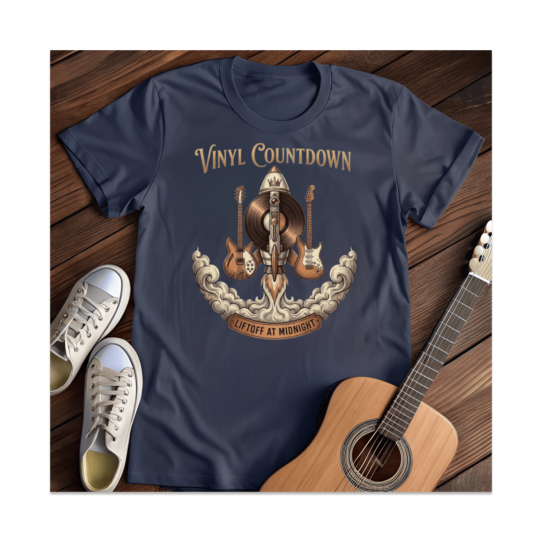 Printify T-Shirt Navy / S Vinyl Countdown Rocket T-Shirt