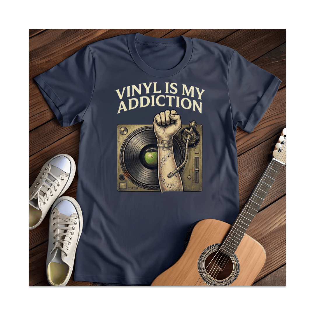 Printify T-Shirt Navy / S Vinyl Is My Addiction T-Shirt