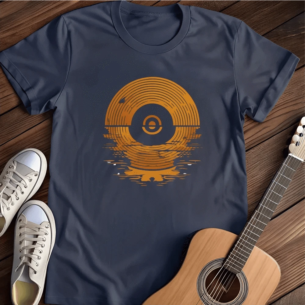 Printify T-Shirt Navy / S Vinyl Records Sunset T Shirt