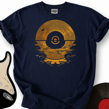 Printify T-Shirt Navy / S Vinyl Records Sunset T-Shirt