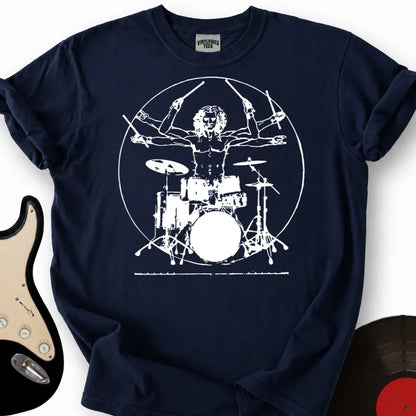 Printify T-Shirt Navy / S Vitruvian Drummer T-Shirt