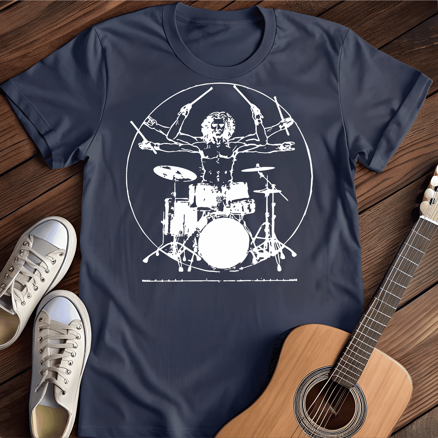 ⭐️⭐️⭐️⭐️⭐️ T-Shirt Navy / S Vitruvian Drummer T-Shirt