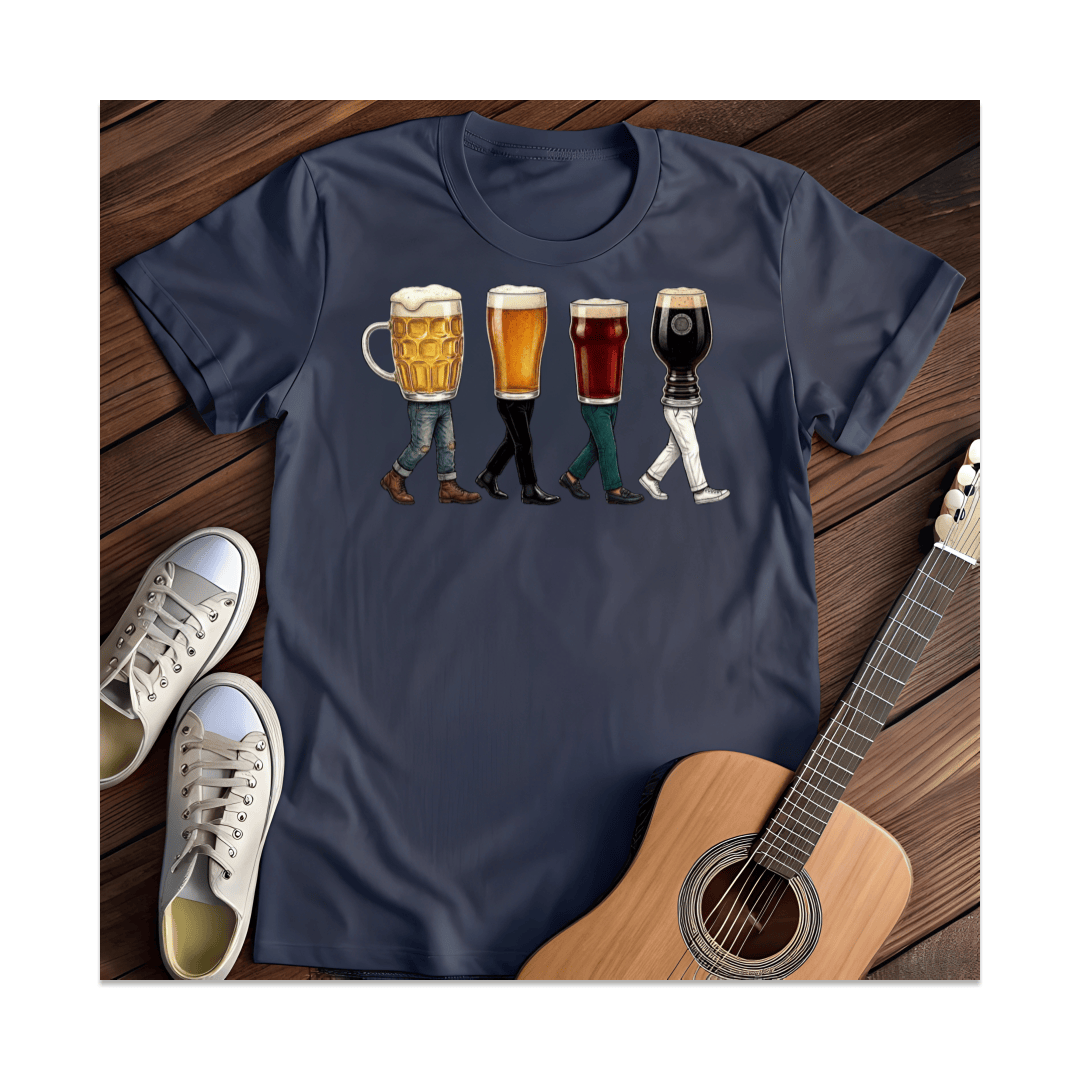 Printify T-Shirt Navy / S Walking Beer Glasses Parody T-Shirt