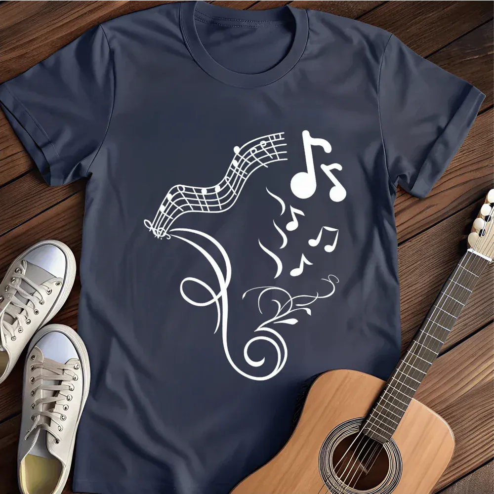 Printify T-Shirt Navy / S White Musical Note T Shirt