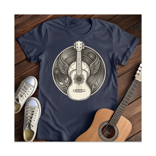 Printify T-Shirt Navy / S Winged Ukulele Vinyl T-Shirt