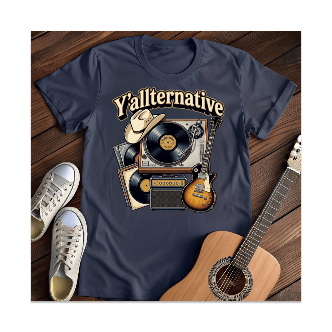 Printify T-Shirt Navy / S Y'allternative Vinyl Record T-Shirt