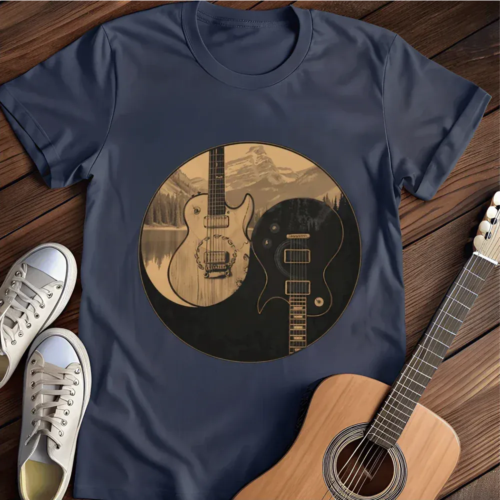 Printify T-Shirt Navy / S Ying Yang Guitar T Shirt