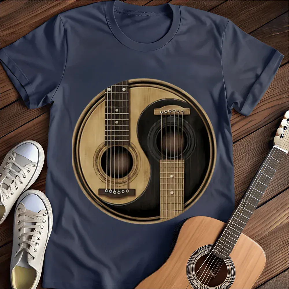 Printify T-Shirt Navy / S Ying Yang Six String T Shirt