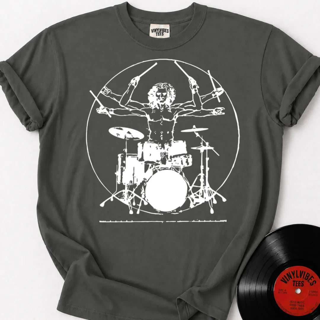 Printify T-Shirt Pepper / S Vitruvian Drummer Premium T-Shirt