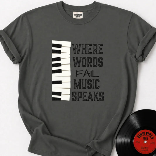 Printify T-Shirt Pepper / S Where Words Fail Premium T-Shirt Music Speaks Premium T-Shirt