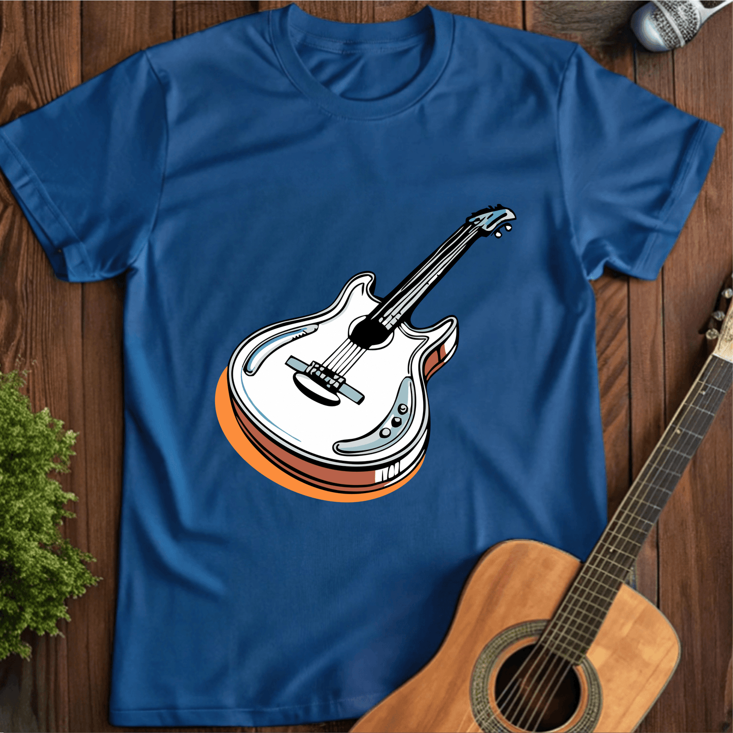 ⭐️⭐️⭐️⭐️⭐️(18) T-Shirt Royal / S Guitar Minimalist T-Shirt