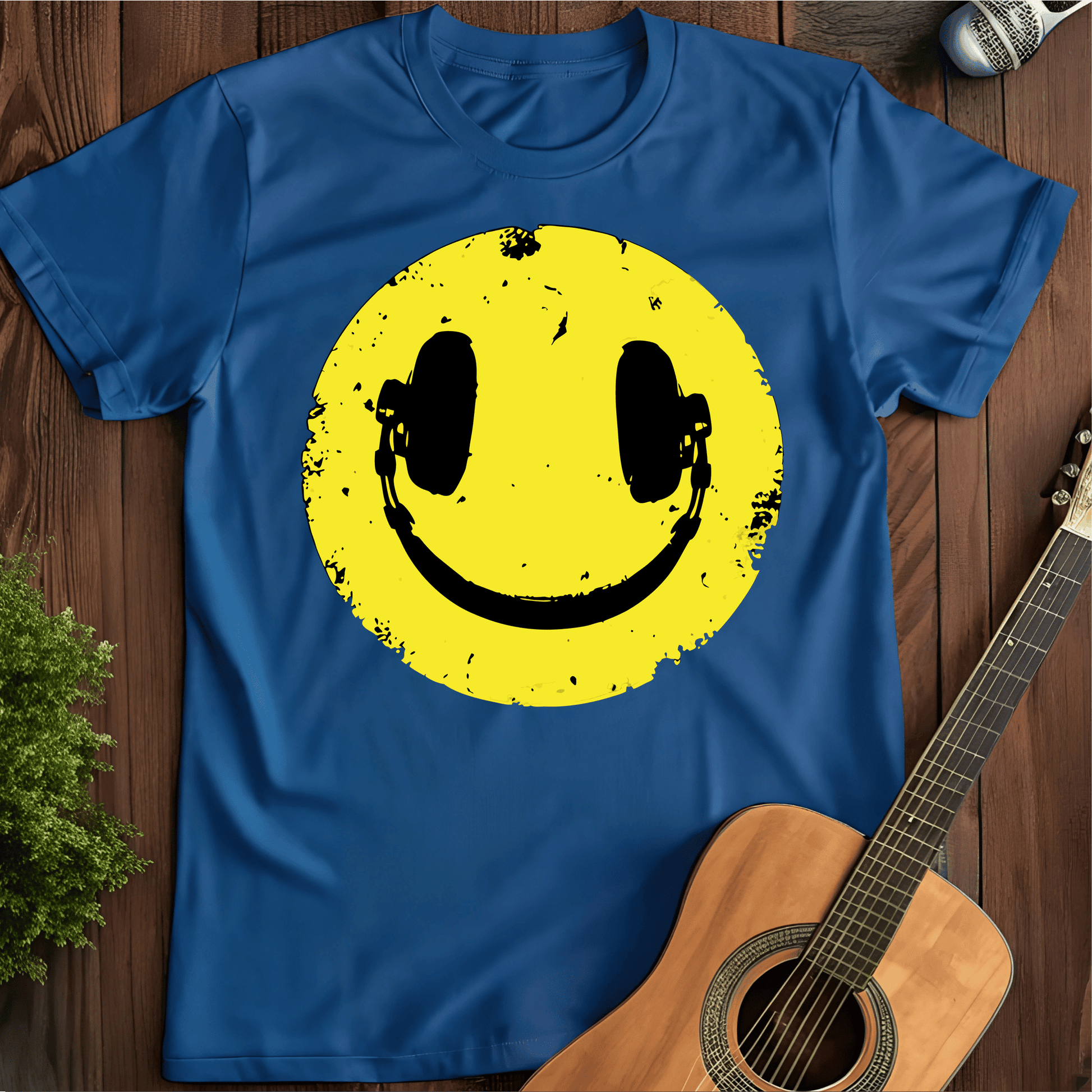 Printify T-Shirt Royal / S Headphone smile Bright Tee