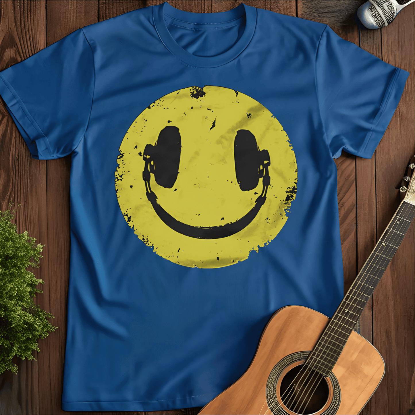 Printify T-Shirt Royal / S Headphone Smile Tee