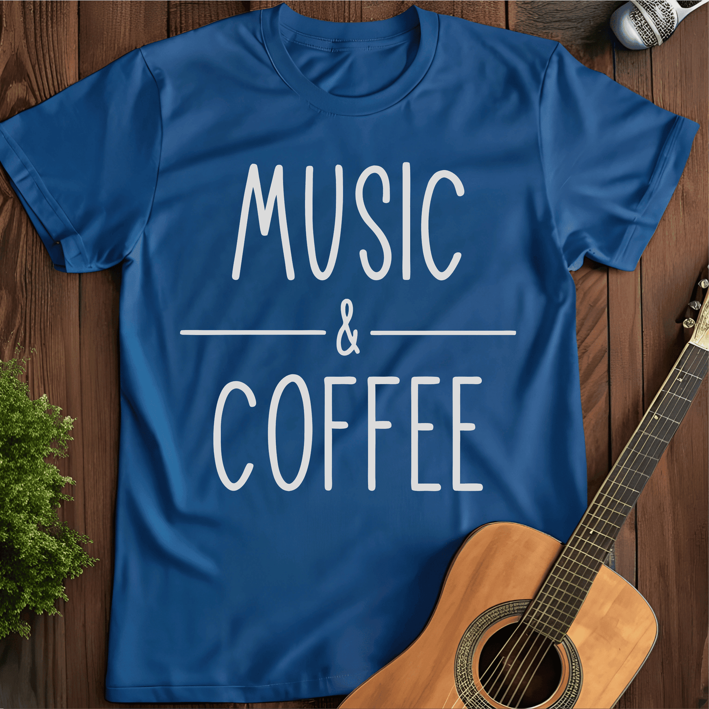 Printify T-Shirt Royal / S Music and Coffee Tee