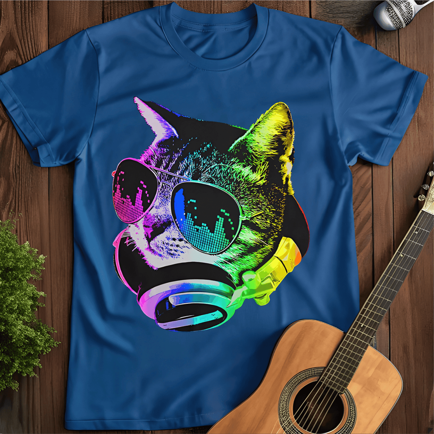 Printify T-Shirt Royal / S Music Cat Tee