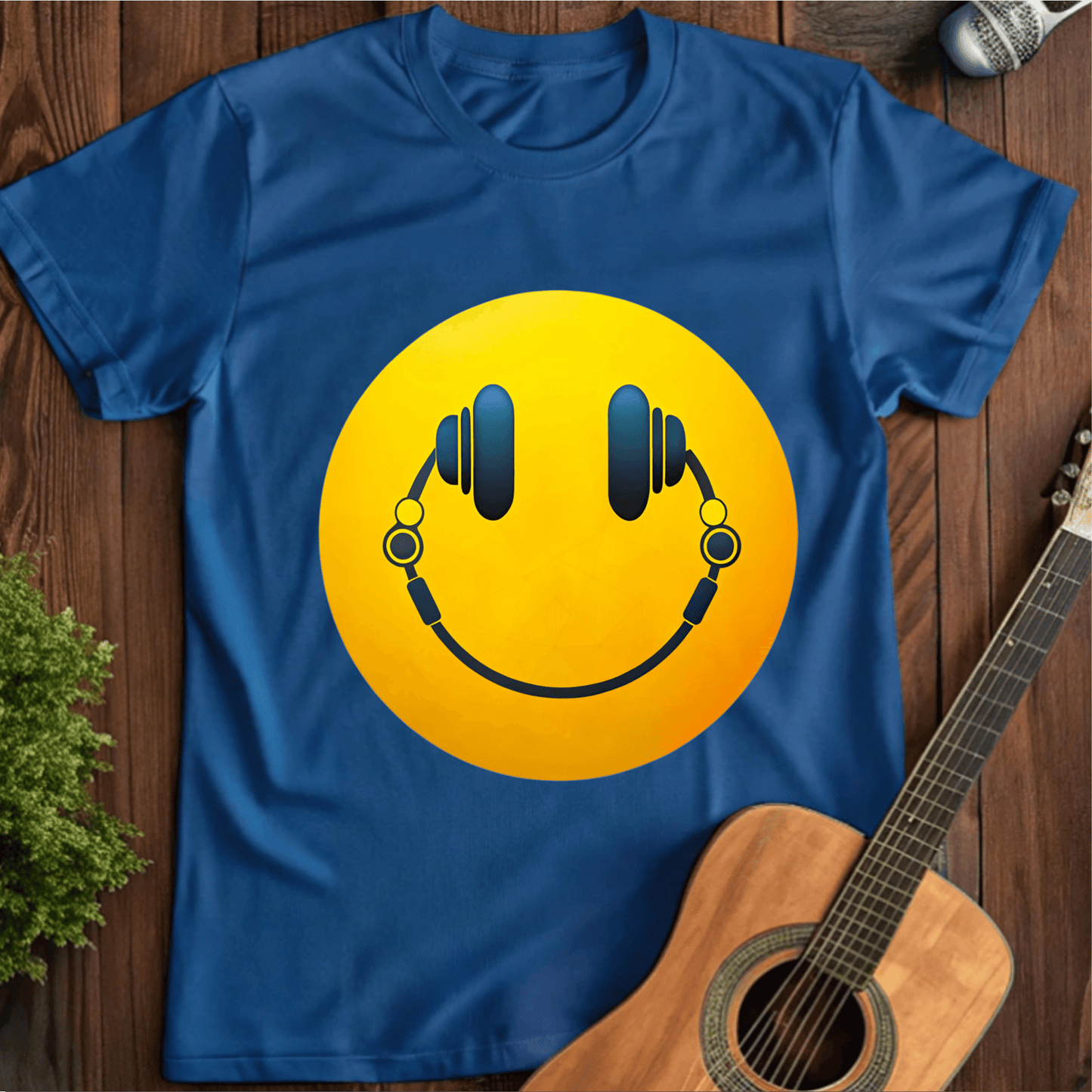 ⭐️⭐️⭐️⭐️⭐️(12) T-Shirt Royal / S Music Smiley T-Shirt