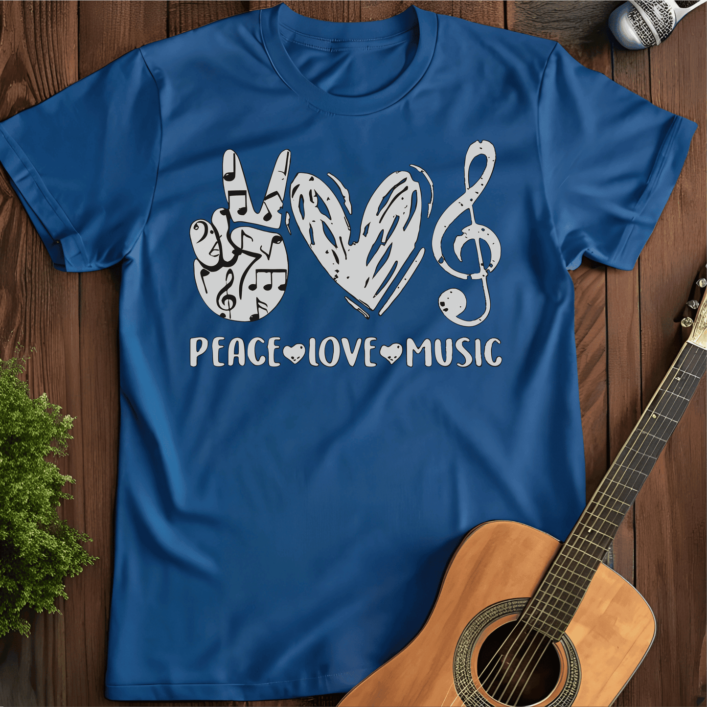 Printify T-Shirt Royal / S Peace Love Music Tee