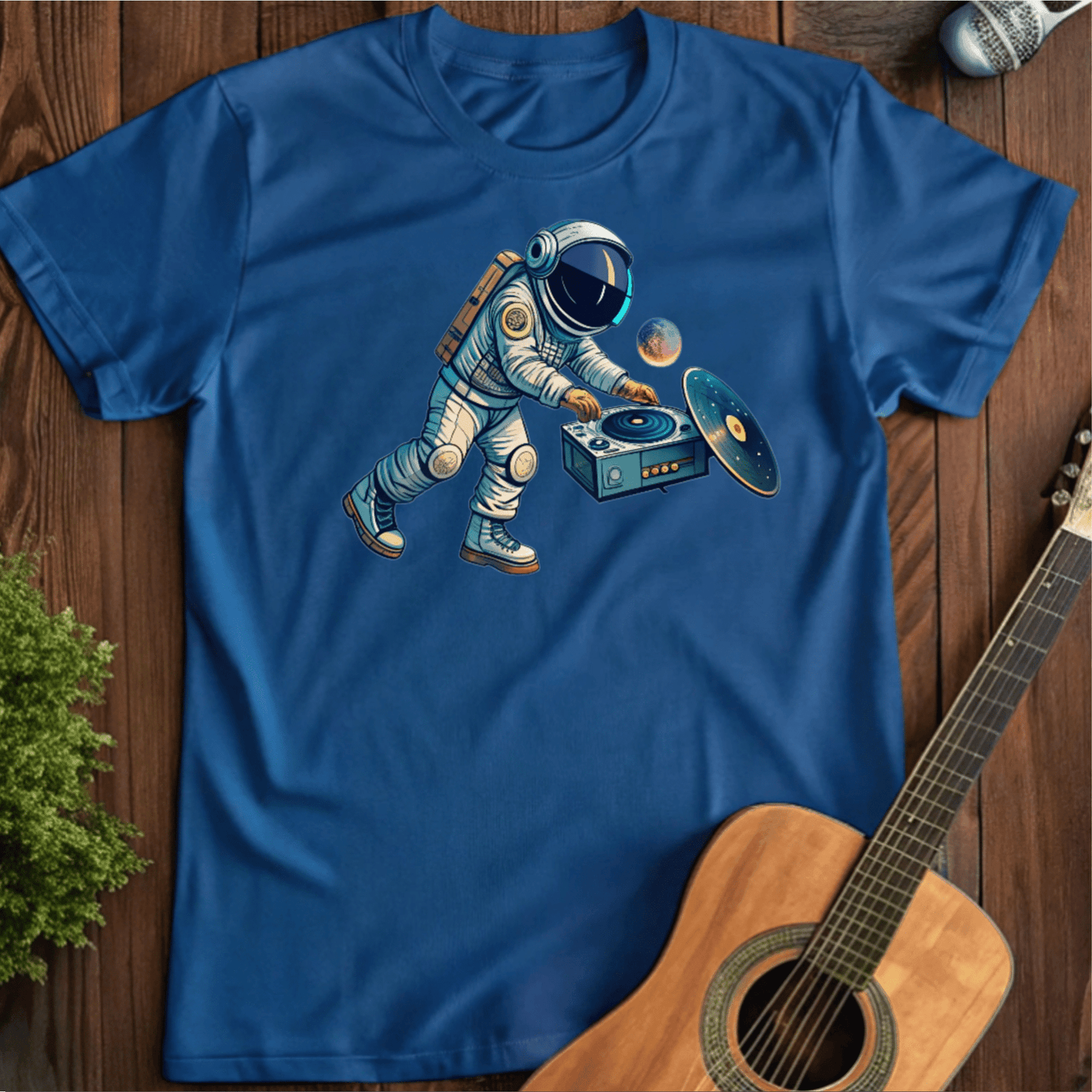 Printify T-Shirt Royal / S Vinyl Playing Astronaut Tee