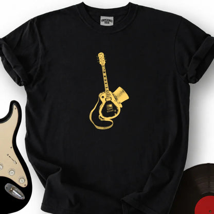 Printify T-Shirt S / Black Guitar Top Hat T-Shirt