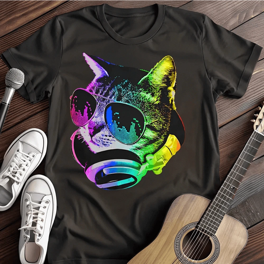 Printify T-Shirt S / Black Music Cat T-Shirt